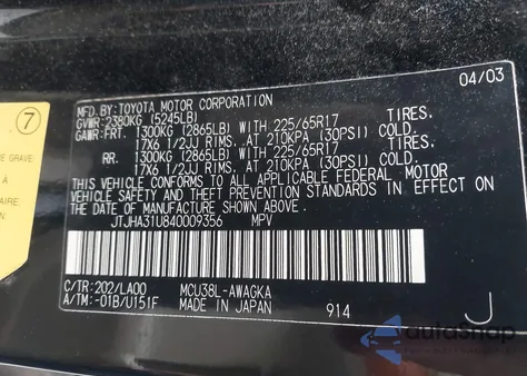 2004 Lexus Rx 330 z USA, uszkodzony, nr VIN JTJHA31U840009356